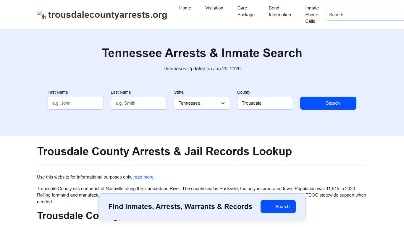 Trousdale County, TN Arrests, Warrants, Police Records Search